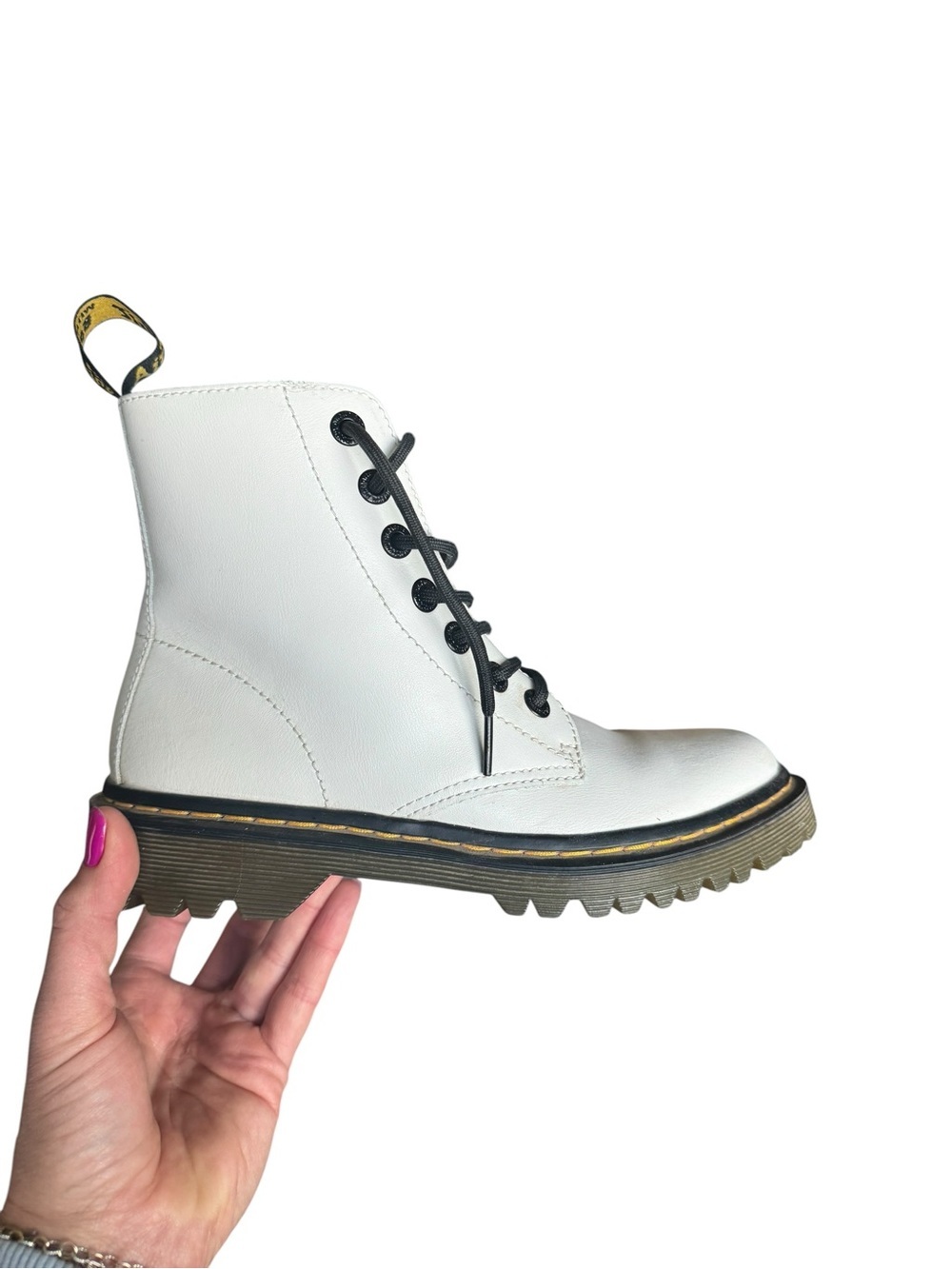 Dr. Martens Luana White Leather Combat Boots Lug Sole Grunge Punk Y2K EUC